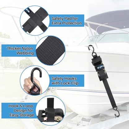 1.6IN 4FT Transom Tie Down Straps Heavy Duty Ratchet Straps - size: 1.6" x 4'