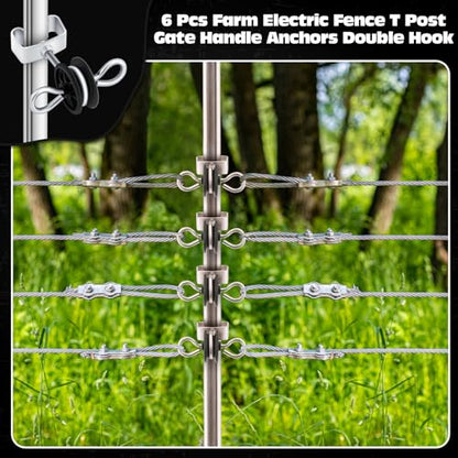 Gisafai 6 Pcs Electric Fence Gate Handles T Post Gate Handle Anchors