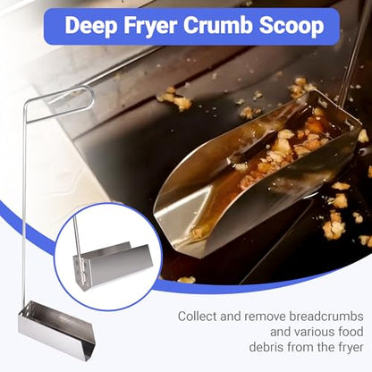 3 PCS Fryer Cleaning Tools with Deep Fryer Brass L-Shaped Brush, Deep Fryer Crumb Scoop, Deep Fryer Cleanout Rod for Restaurants, Air Fryers, Deep Fat Fryers - color: 3pcs Cleaning Tools