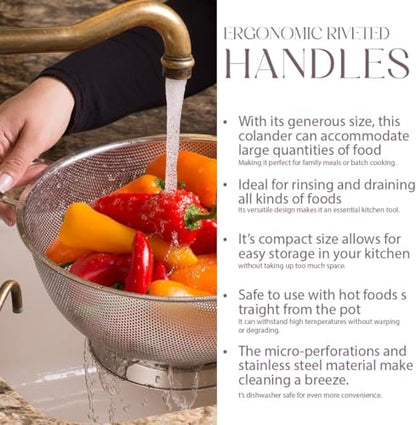 Bellemain Stainless Steel Colander for Kitchen, 5 Qt Pasta & Rice Strainer - size: 5 Quart