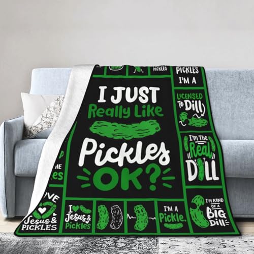 Pickle Blanket Super Soft Warm Pickle Fleece Throw Blanket I Just Really Like Pickle Women Girls Cozy Fluffy Lightweight Flannel Gifts Blankets for Men Adults 50"X40" - color: Pickle, size: 50"x40"