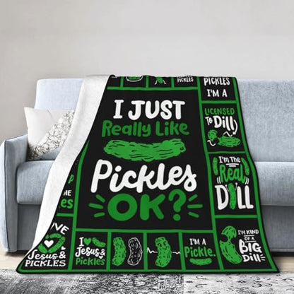 Pickle Blanket Super Soft Warm Pickle Fleece Throw Blanket I Just Really Like Pickle Women Girls Cozy Fluffy Lightweight Flannel Gifts Blankets for Men Adults 60"X50" - color: Pickle, size: 60"x50"