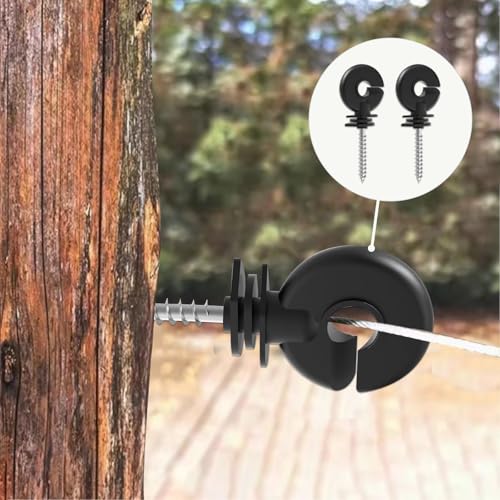 50pk Screw-in Electric Fence Ring Insulators, Wood Post Supplies