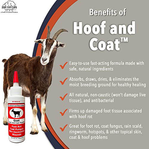 Four Oaks Farm Ventures, Goat Hoof & Coat Powder - Wound Care, Heals/Prevents Foot Rot, Skin Problems - All Natural, Non-Caustic, Easy to Use (2.5 oz) - size: 2.5OZ