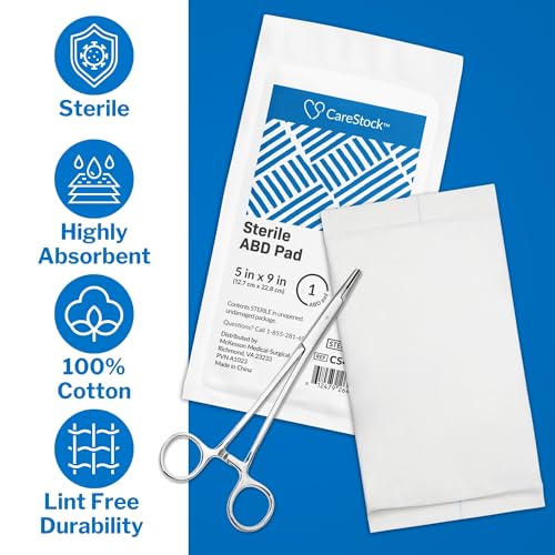 CareStock Abdominal Pads 40- Sterile ABD Pads, 5 x 9 in, 40 Pack, 20 ct
