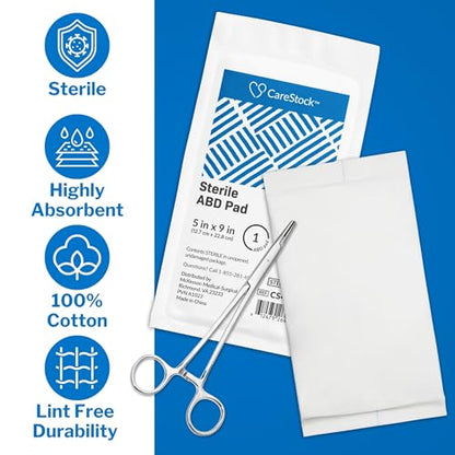 CareStock Abdominal Pads 40- Sterile ABD Pads, 5 x 9 in, 40 Pack, 20 ct