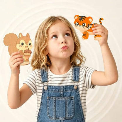 Vileafy 8 Pack Wooden Animal Painting Crafts for Kids Ages 4-8 | 8 Individual Party Favor with Paints & Brushes, DIY Build & Paint Arts and Crafts for Classroom, Birthday, Rainy Day Activity