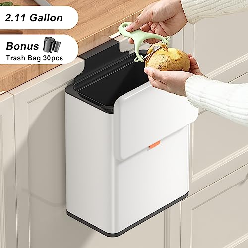 Mbillion 2.1 Gal White Hanging Stainless Steel Compost Bin - color: White, size: 2.1 Gal
