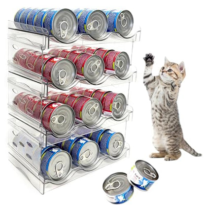 Cat Food Can Organizer 4-Tier Hold 72 Cans 3.5oz Transparent Cat Can Rack - size: 4 Layers