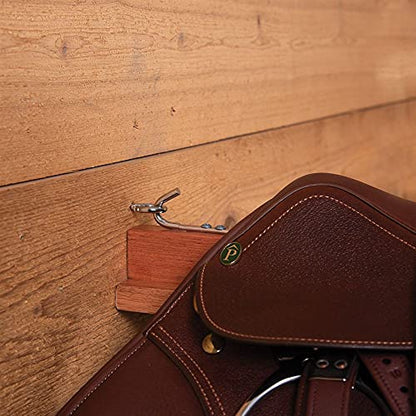 EASY-UP Collapsible Wooden English Saddle Rack | 18" Length | Easy to Mount | Folds Down Not Used | Fits Shorter Skirted Western Horse Saddles | Natural Pine Finish
