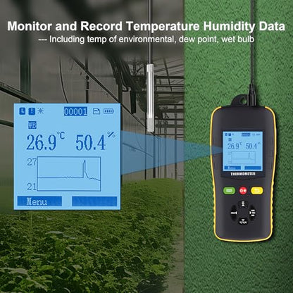 Tzone Wet Bulb Thermometer Dew Point Meter Temperature Humidity Data Logger