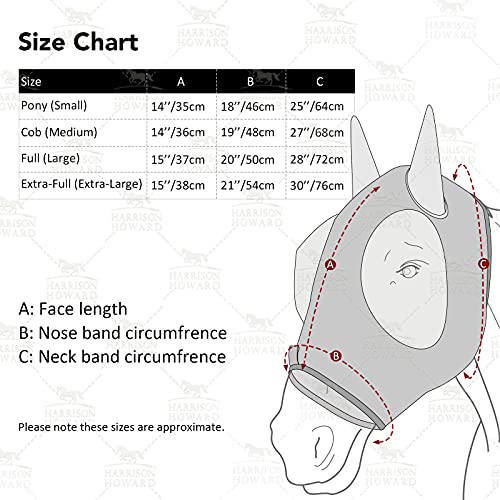 Harrison Howard Super Comfort Stretchy Fly Mask Large Eye Space with UV Protection Soft on Skin with Breathability Champagne Gold M Cob - color: Champagne Gold, size: Cob (Medium)