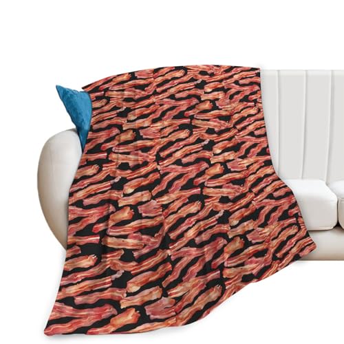 Funny Bacon Blanket, Food Throw Blankets, Meat Fuzzy Plush Blanket Ultra Soft for Bacon Lover Gift Kids Teens Women Men Girls Boys Stuff Decor for Home Bedding Sofas Couch Camping 60"X50" - color: Bacon, size: 60"x50"