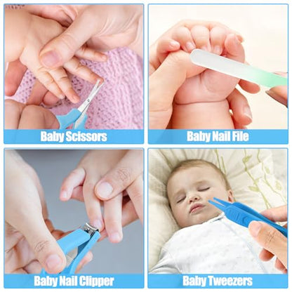 Baby Healthcare and Grooming Kit for Newborn Kids, 24PCS Upgraded Safety Baby Care Kit, Newborn Nursery Health Care Set, Baby Care Products - style: BLUE-24