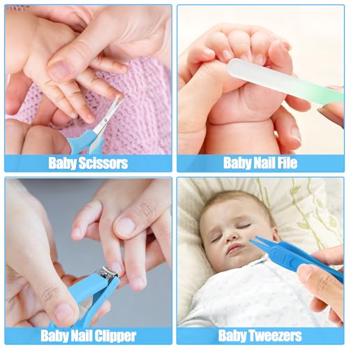 Baby Healthcare and Grooming Kit for Newborn Kids, 31PCS Upgraded Safety Baby Care Kit, Newborn Nursery Health Care Set, Baby Electric Nail Filer Kit, Infant Baby Care Products - style: BLUE-31