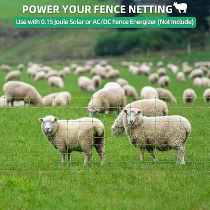 Electric Fence Netting, 35.4" H x 164' L, Portable Livestock Nets Mesh for Hog, Dogs, Deer, Goats, Electric Fencing for Backyards, Homesteaders, Farms, Ranches, Gardens - size: 35.4" H x 164' L Livestock