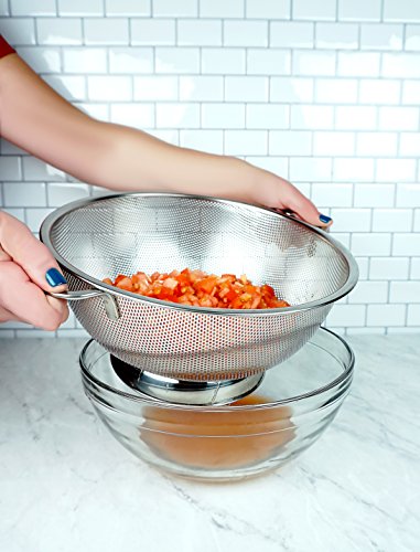 RSVP International International Endurance Stainless Steel Precision Pierced Colander, 5-Quart (Punch-5), Silver - size: 5-Quart