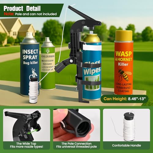NEWFLY Spray Can Extension Pole Adaptor, Adjustable Bracket Sprayer Adaptor - color: Black