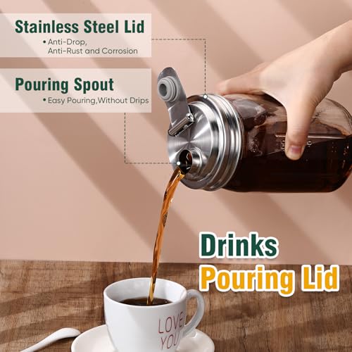 Baderke 4 Pcs Mason Jar Pour Spout Lid Stainless Steel - color: Pouring Spout, size: 3.54 Inch