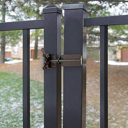 HILLMASTER Heavy Duty Automatic Gate Latch for Wooden Fence with Cable Pull, 7.5" Self Locking Gravity Gate Door Latches Security Latch for Outdoor Garden, Pool, Metal Gates, Vinyl Fence, Black Finish