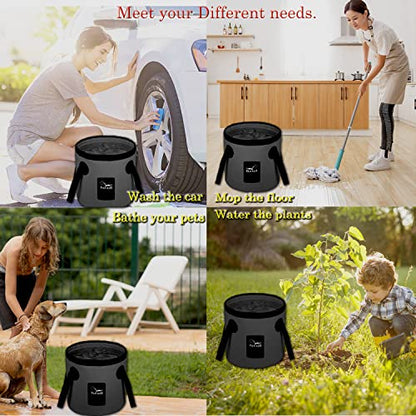Esthesia Collapsible Bucket, 5 Gallon Portable Folding Water Container for Travelling, Camping, Hiking, Fishing, Gardening - color: Black