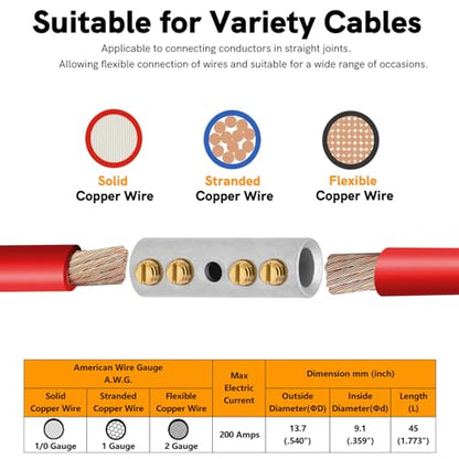 1 Gauge Wire Butt Connectors 6 PCS Tinned Brass Mechanical Butt Splice Connectors Kit 1 AWG Mechanical Repair Splice Kit Splice Screw Sleeves 6 PCS Mechanical Splices & 3:1 Heat Shrink Tubes - size: 1 Gauge, style: Mechanical Splice - Tinned Brass