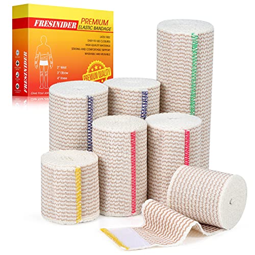 FRESINIDER Premium Elastic Bandage Wrap 7 Pack Mix 2,3,4,6 Inch Hook & Loop - color: 7 Pack Mix (2, 3, 4, 6 Inches)