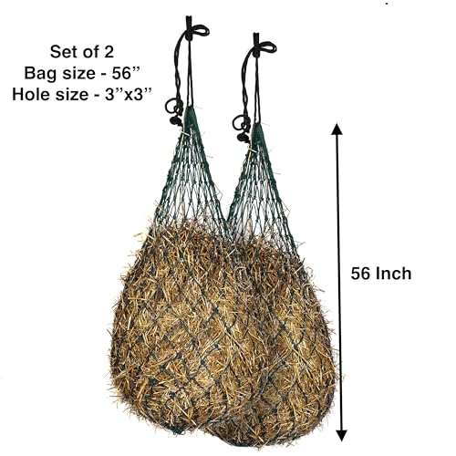 Majestic Ally Hay Net, Set of 2, Length - 54”, Holes 3"x3" for Horses - color: Hunter Green