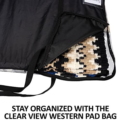 Dura-Tech Clear View Western Saddle Pad Bag Carrier | Color Black | Keeps Horse Gear Organized & Clean | Clear View Panel for Easy Identification | Convenient Name Pocket