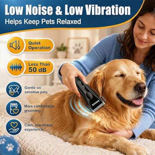 Professional Dog Grooming Clippers, Cordless Pet Hair Clipper - color: Black