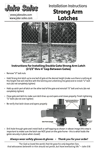 Strong Arm Commercial Double Gate Latch - Galvanized - Fits 1-5/8" to 2" Frames, Securely Closes Two Gates Without Drop Rod - 1 Latch - color: GALVANIZED, size: COMMERCIAL