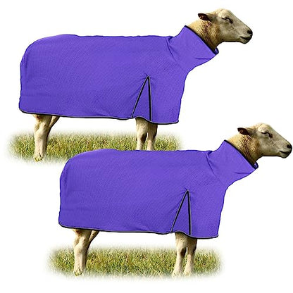 Silkfly 2 Pcs Sheep Blanket Mesh Medium Goat Blanket with Mesh Butt and Adjustable Belly Strap Fits Lambs 110-140 Lbs for Show Lambs, Offers Effective Protection from Fly Bites (Purple) - color: Purple