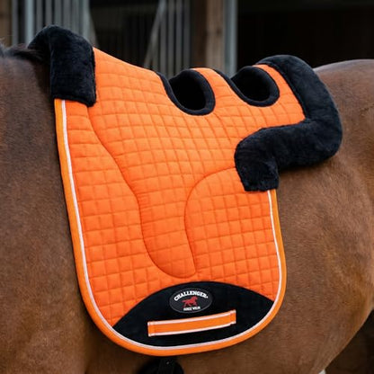 Horse Contoured Fleece Lined Quilted English Saddle Pad Black 72153 - color: Orange