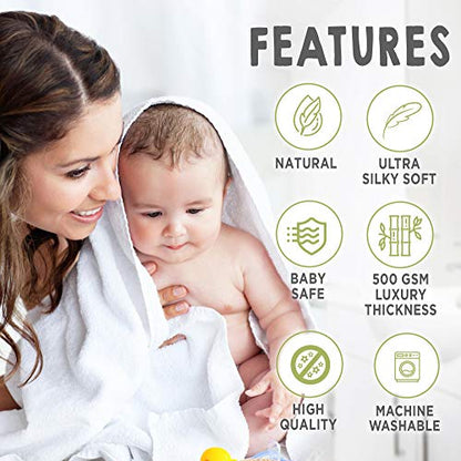 KeaBabies Baby Hair Brush and Baby Comb Set and KeaBabies Baby Hooded Towel - Wooden Baby Brush with Soft Goat Bristle, Bamboo Viscose Baby Towel