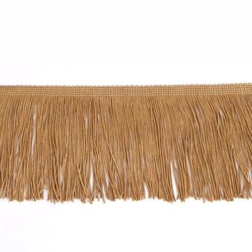 Chainette Fringe Trim 5 Yard x 4 Inches Fabric Tassel Trims - color: Coffee, size: 4"-5Yards/R