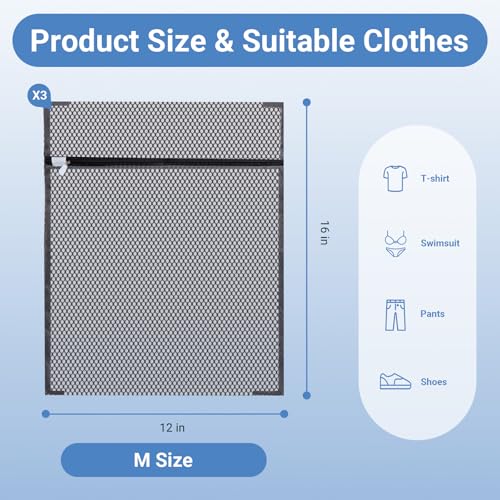 6Pcs Durable Honeycomb Mesh Laundry Bags for Delicates 12 x 16 Inches, Gray - color: 6pcs（12 x 16 Inches）