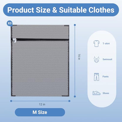 6Pcs Durable Honeycomb Mesh Laundry Bags for Delicates 12 x 16 Inches, Gray - color: 6pcs（12 x 16 Inches）