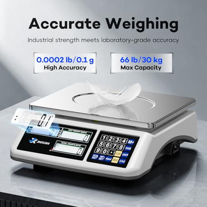 Counting Scale (66lb/30kg, 0.1g), lb/oz/g/kg Industrial Parts Scale with Dual LCD Display, Digital Inventory Scale for Small Parts Coins Pieces Tickets, Precision Gram Scale with Alarm Mode - style: 30kg x 0.1g with 3 Displays