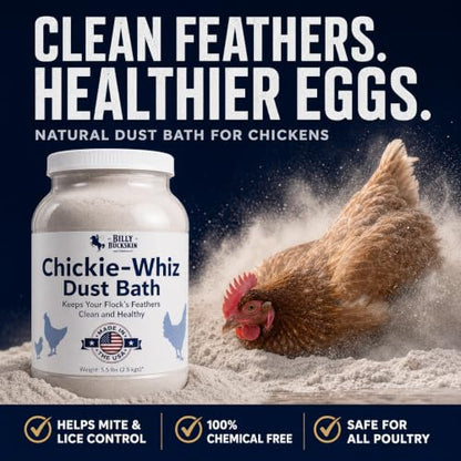 4 x 5.5lb Chickie Whiz Dust Bath, All-Natural Chickie Whiz Dust Bath Powder for Chickens for Healthier Chicken Eggs, Clean, Healthy Chickens Other Small Pet Animals by Billy Buckskin Co. - size: 4 x 5.5 LB