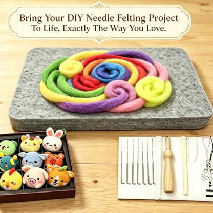 Wool Needle Felting Pad, Felting Mat, Wool Art Block Supplies, 10x8x1 inch | Needled Felt Mat Block,Thick and Firm Base, Includes 1 Pair of Leather Finger Guards,Needle Felting Block for beginners Adult - size: 10inch*8inch