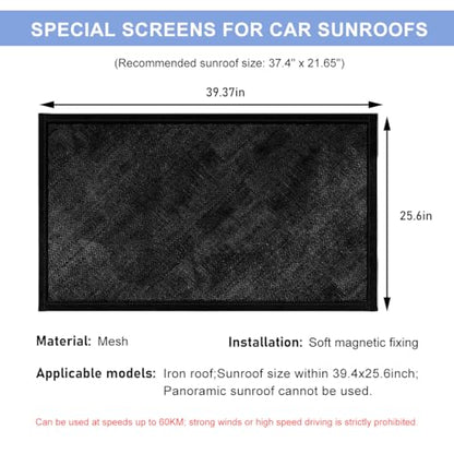 Car Window Shade, 25.6"×39.4" Breathable Mesh Magnetic Auto Sunroof Sunshade, Car Window Screen for Sun, Glare and UV Rays Protection, Vehicle Sun Shades for Baby and Kids - color: 25.6"×39.4"Sunroof