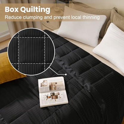 downluxe King Size Blanket with Satin Trim, Lightweight Down Alternative King Blanket for All Season, Machine Washable (Black, 108 x 90 Inch) - color: Black, size: King