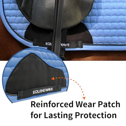 EQUINEWAVE Aria Soft Suede Jump Saddle Pad – Breathable Moisture-Wicking Lining, Shock-Absorbing Cushion, Contoured Spine, English All Purpose Saddle Pad - color: Sky Blue