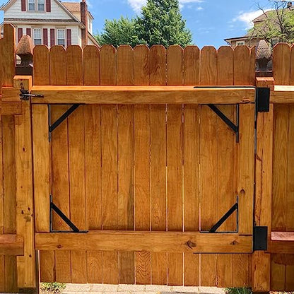 Mofeez Fence Gate Kit Iron Gate Hardware with Gate Latch for Wooden Fences Shed Doors Heavy Duty Anti Sag Gate Corner Brace Bracket (2 Sets) - size: 2set