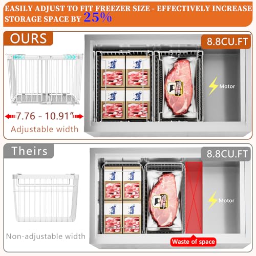 Large Freezer Organizer Bins for 5 to 9 Cu.Ft,3Pack , Leak-Proof Bottom