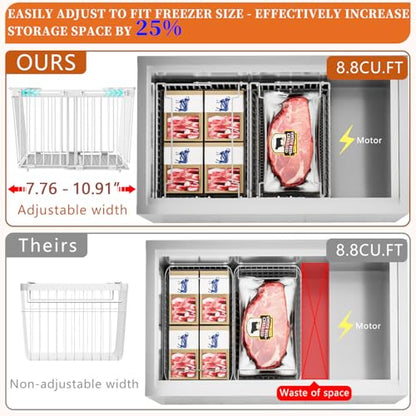Large Freezer Organizer Bins for 5 to 9 Cu.Ft,3Pack , Leak-Proof Bottom