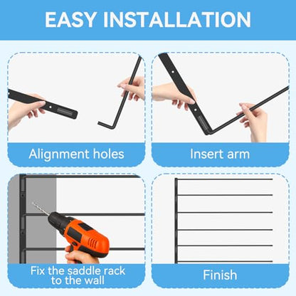 Heavy Duty Saddle Pad Rack 6 Bar, Wall Mount Horse Blanket Holder | 180° Swing-Out Horse Blanket Rack with Well-Spaced Arms, Wall-Mounted Saddle Pad Storage for Stable, Garage & Tack Room