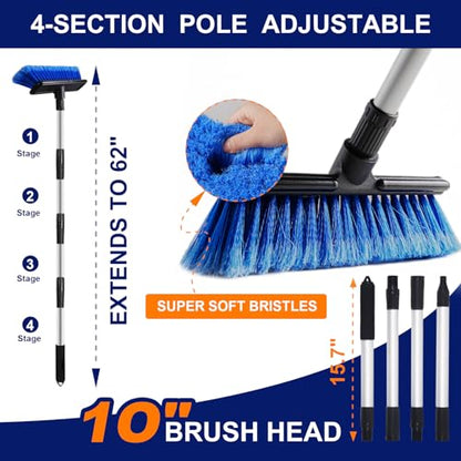 EVERRUSH 62" Car Wash Brush Mop with Long Handle Soft Bristle Scrub Car Washing