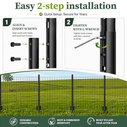 Metal Fence Posts Heavy Duty U-Post Stakes for Wire Fencing, 6 FT Black - color: Black, size: 6FT-10P