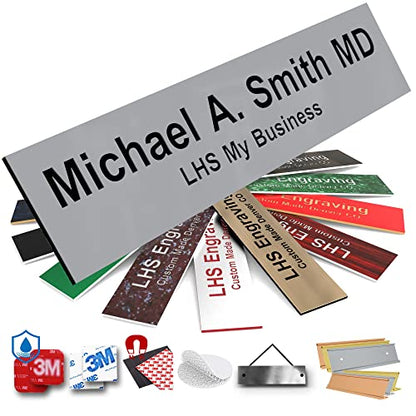 Custom Engraved Office Door Name Plate & Desk Signs, Gray, 2x8 - color: B8 - Gray & Black Lettering, size: 2in x 8in (5.1cm x 20.8cm)